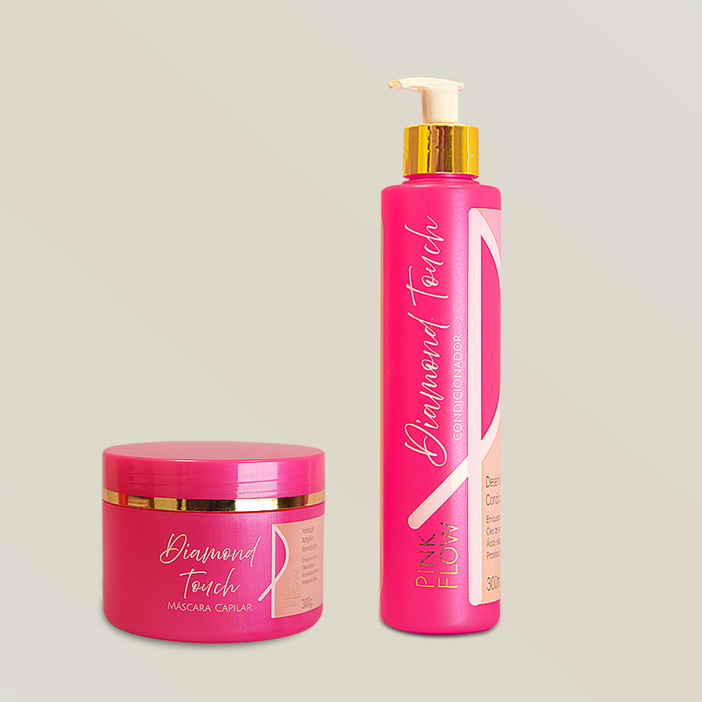 Kit Pink Flow Diamond Touch Condicionador 300ml + Máscara 300g Nutrição Profunda e Brilho Intenso – foto 2