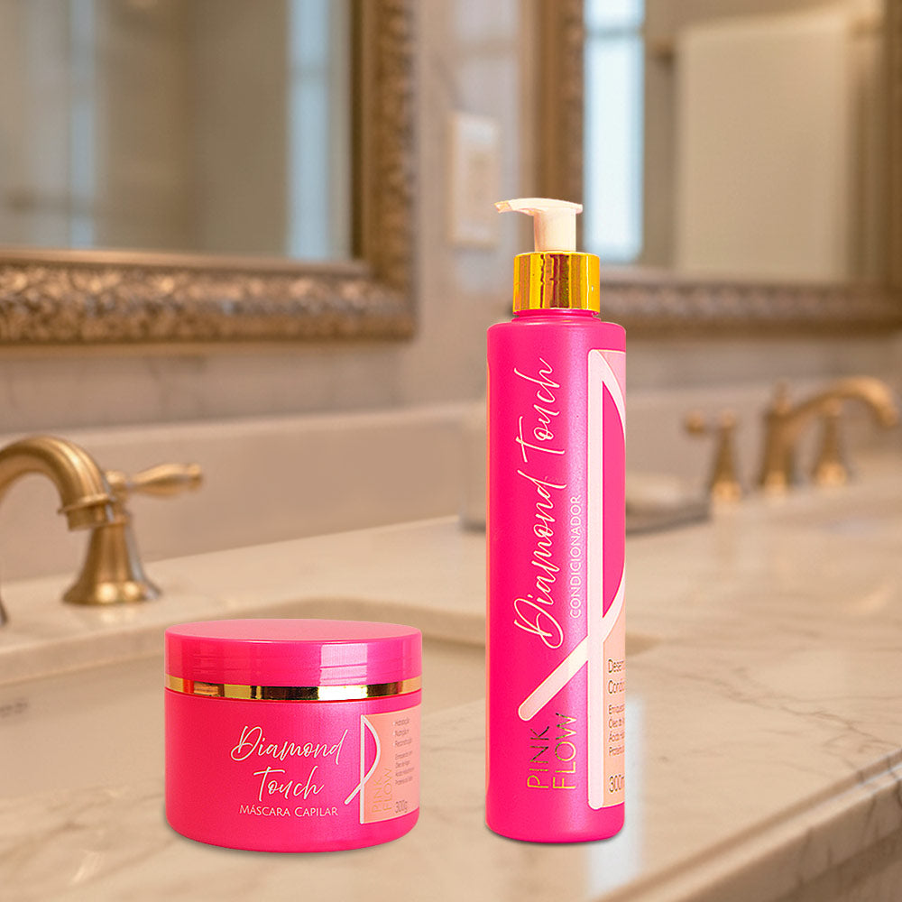 Kit Pink Flow Diamond Touch Condicionador 300ml + Máscara 300g Nutrição Profunda e Brilho Intenso – foto 3
