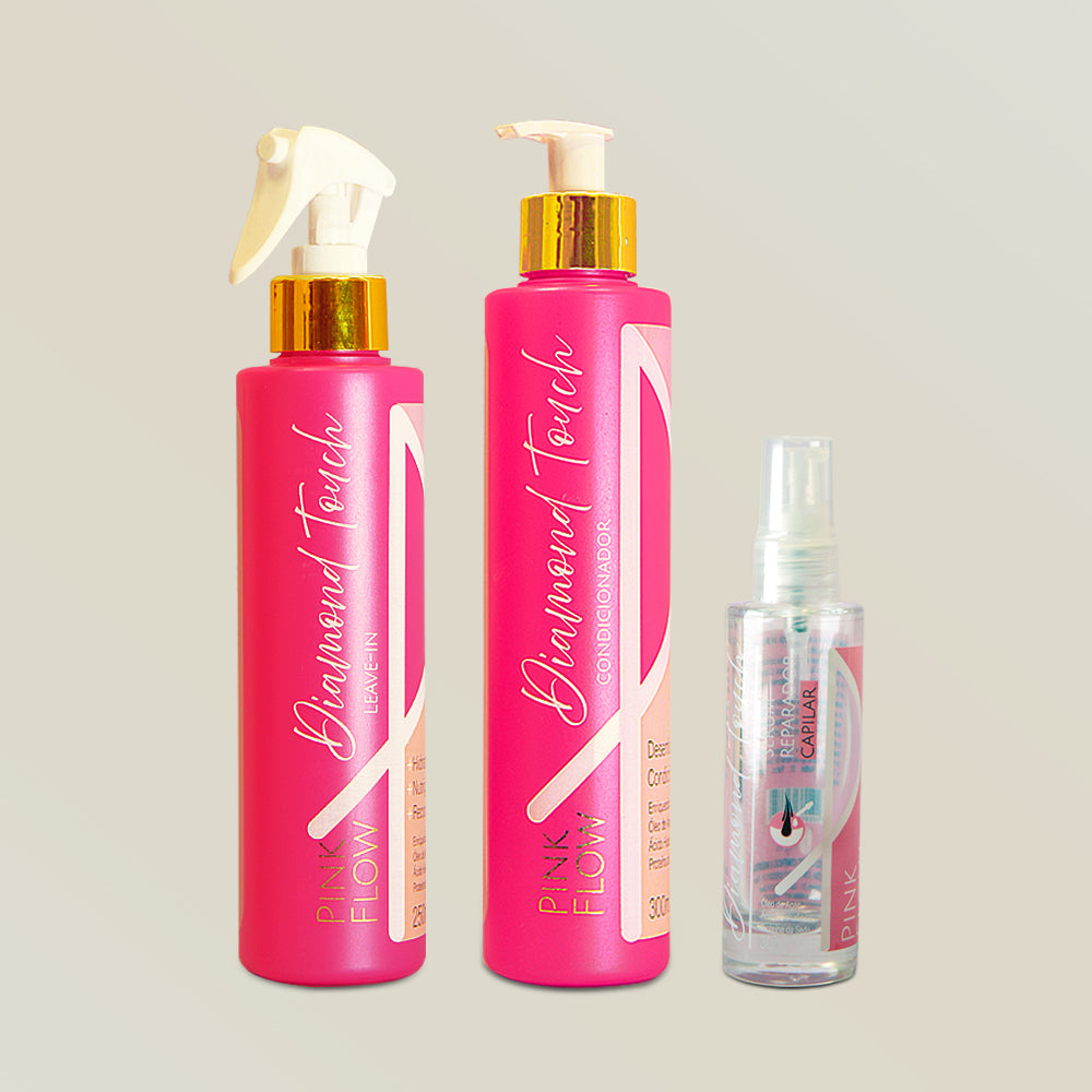 Kit Pink Flow Diamond Touch Condicionador + Leave-in + Sérum Nutrição Antifrizz e Brilho Intenso – foto 2