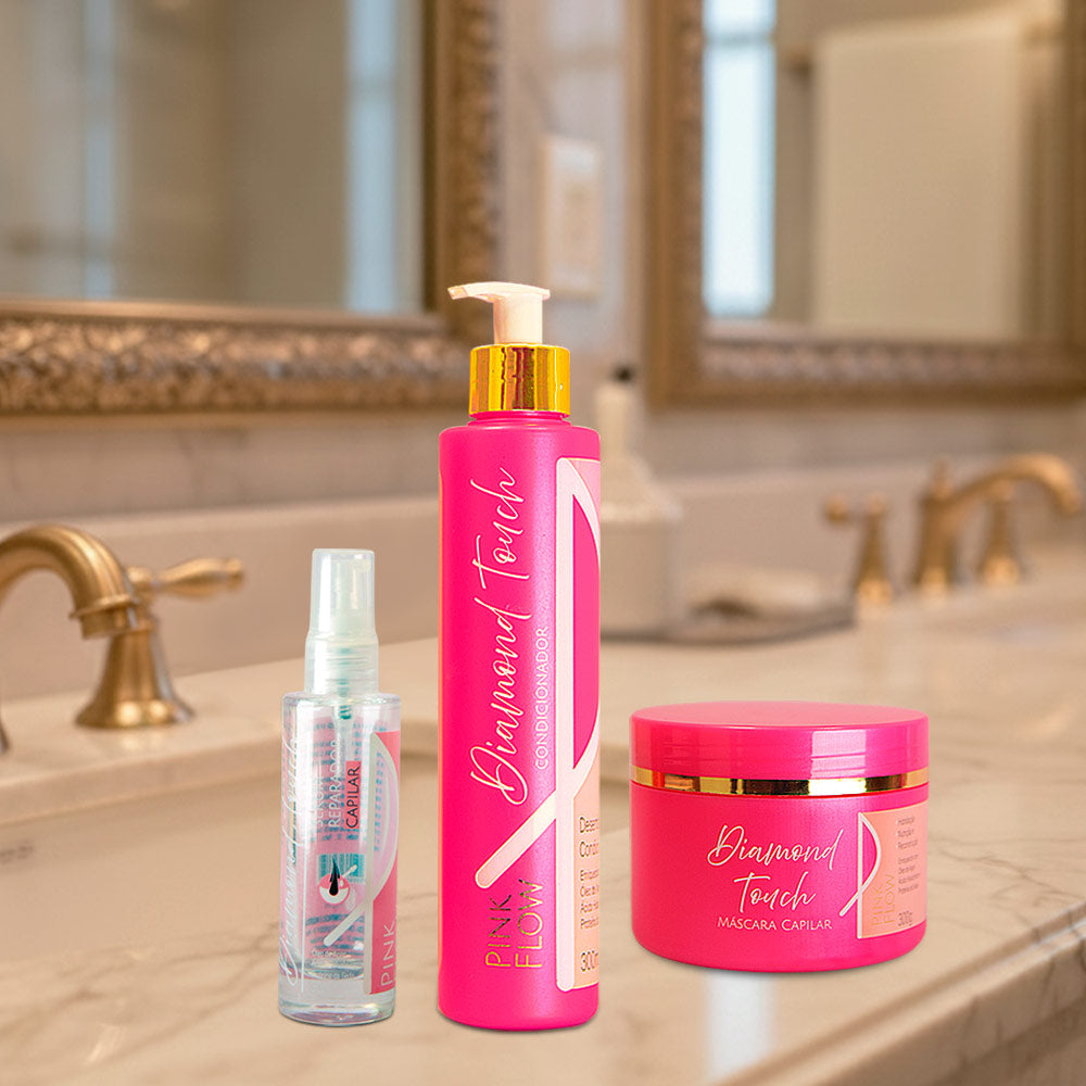 Kit Pink Flow Diamond Touch Condicionador + Máscara + Sérum Reparação Intensiva e Brilho Extremo – foto 3