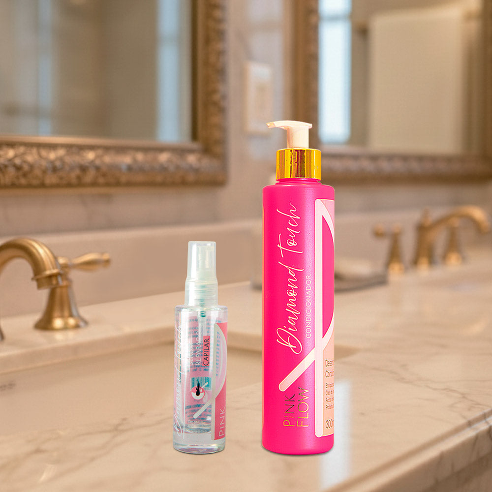 Kit Pink Flow Diamond Touch Condicionador 300ml + Sérum 30ml Selagem Brilho e Finalização Premium – foto 3