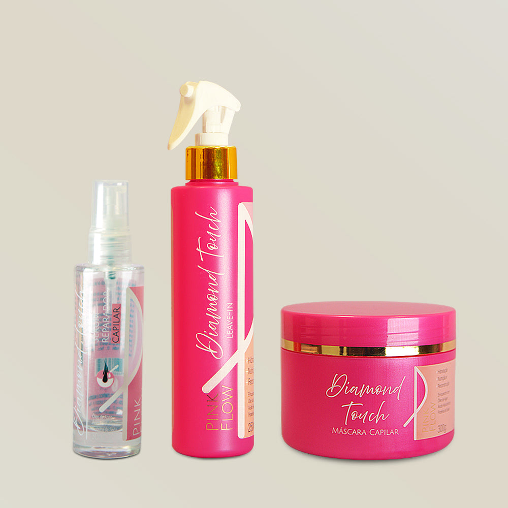 Kit Pink Flow Diamond Touch Máscara + Leave-in + Sérum Tratamento Completo e Brilho Intenso – foto 2