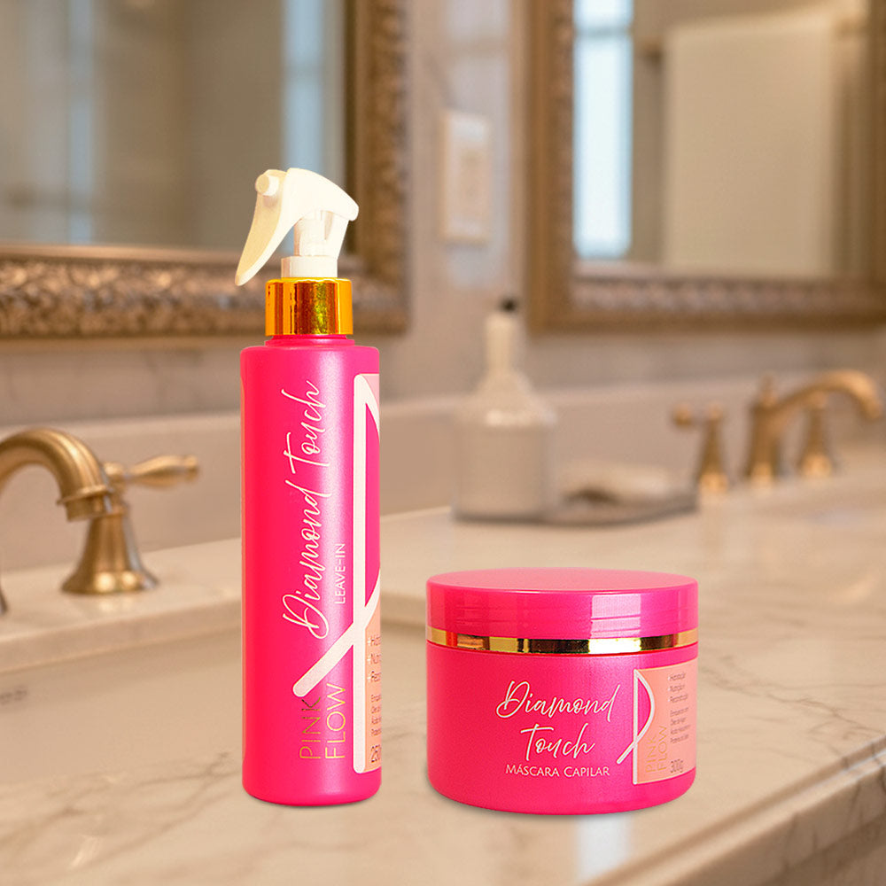 Kit Pink Flow Diamond Touch – Máscara + Leave-in – Hidratação Intensa com Brilho Duradouro – foto 5