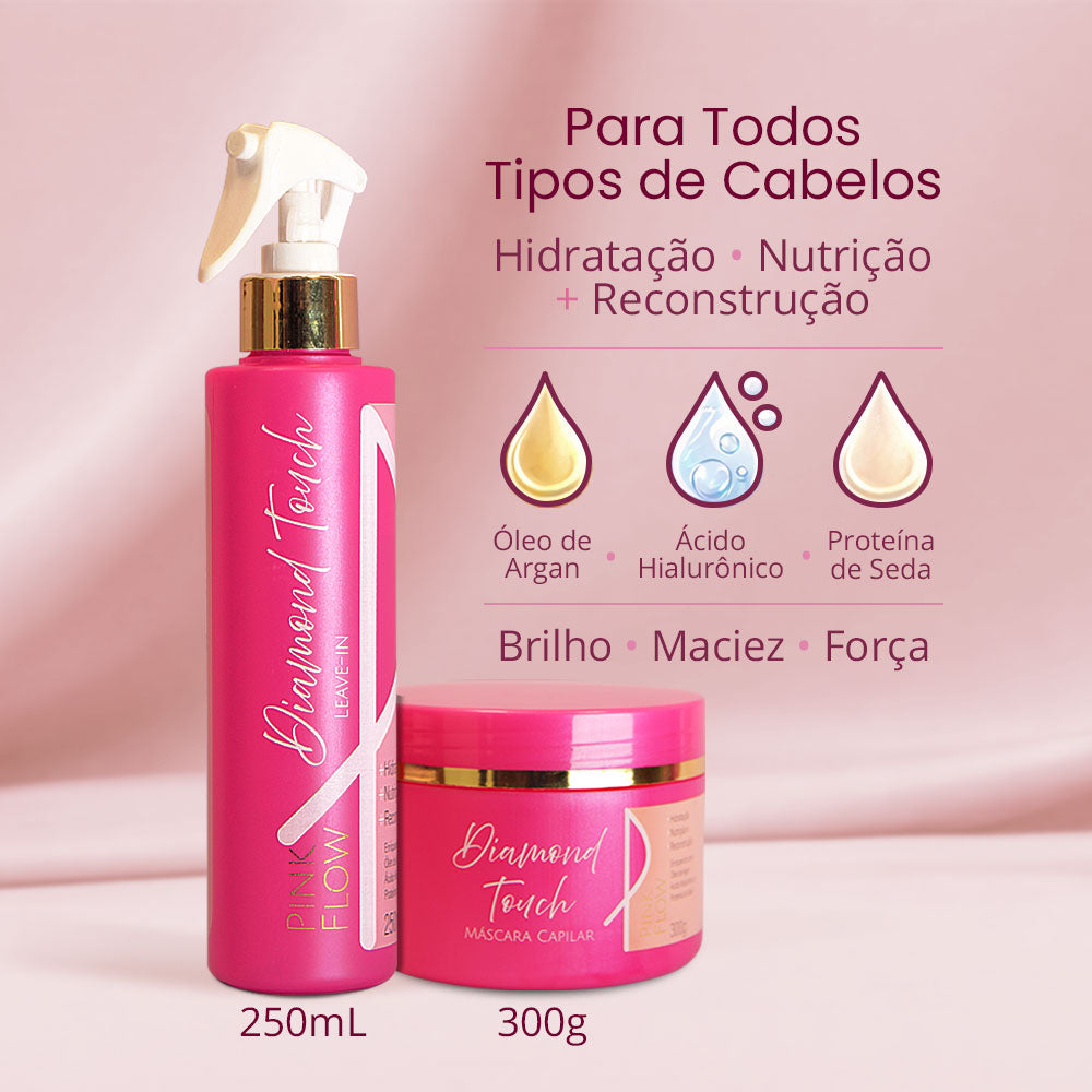 Kit Pink Flow Diamond Touch: Máscara, Shampoo, Condicionador, Leave-in e Sérum – foto 6