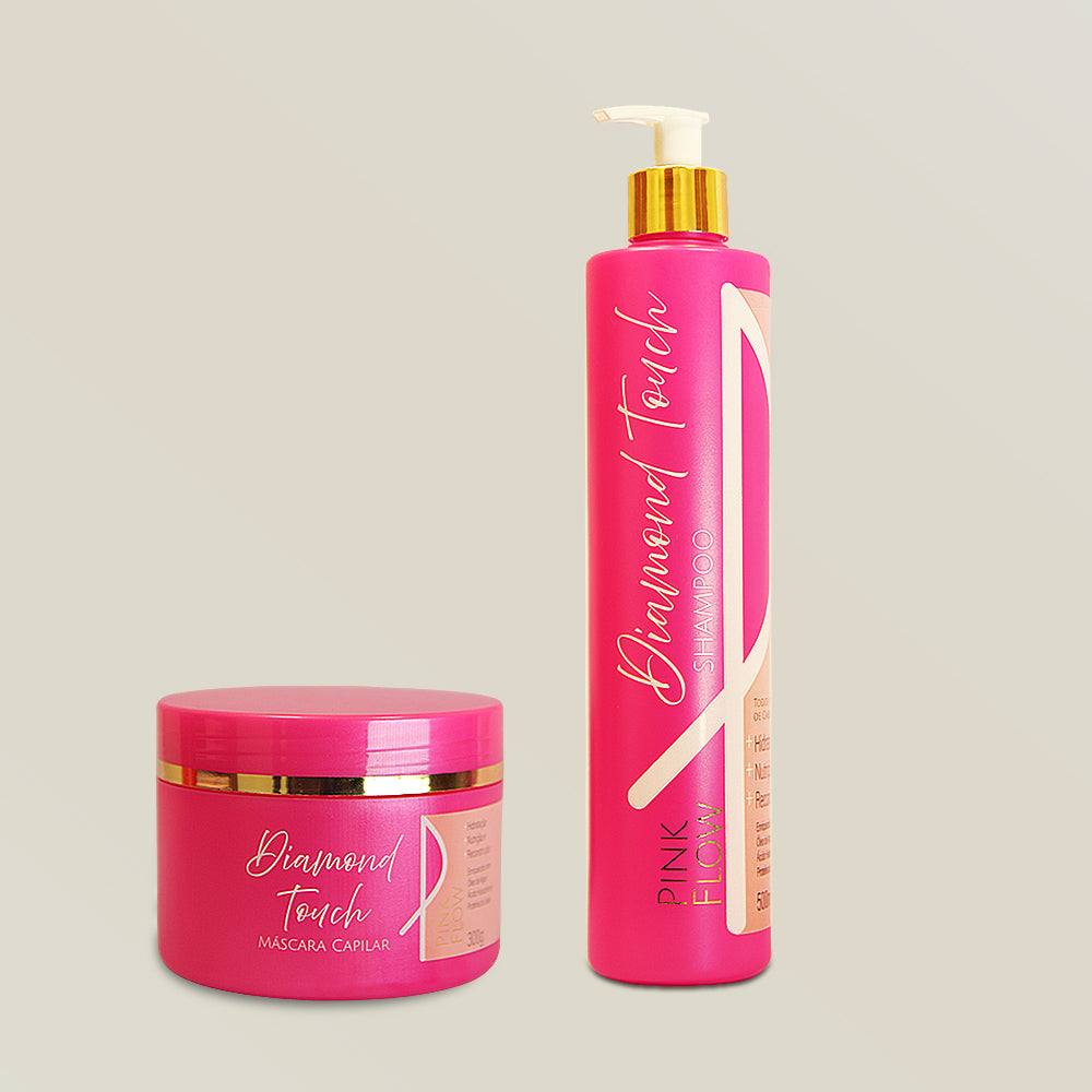 Kit Pink Flow Diamond Touch Shampoo 500ml + Máscara 300g Brilho e Nutrição para Fios Radiantes – foto 1