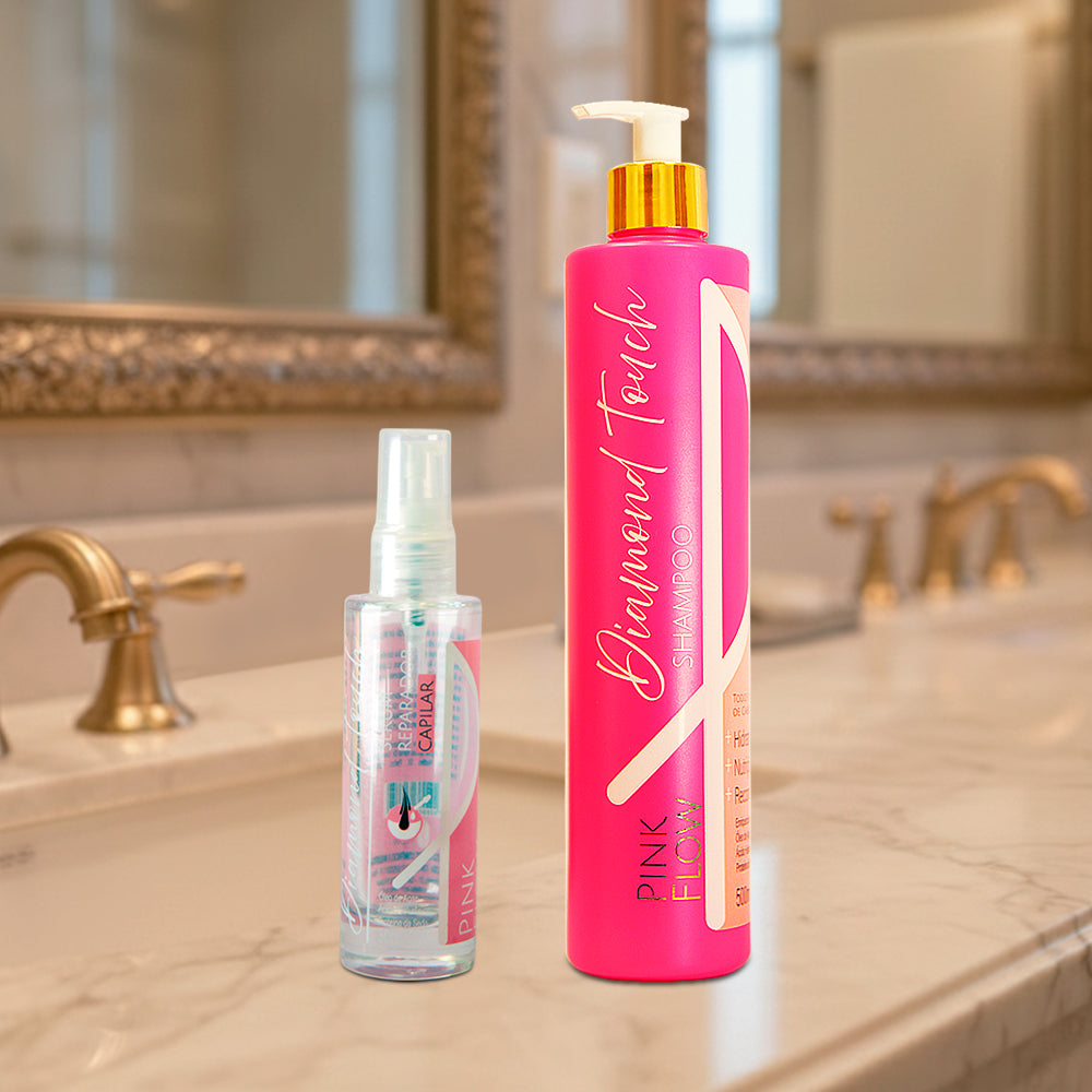 Kit Pink Flow Diamond Touch Shampoo 500ml + Sérum 30ml Cuidado Brilho e Toque Leve – foto 2