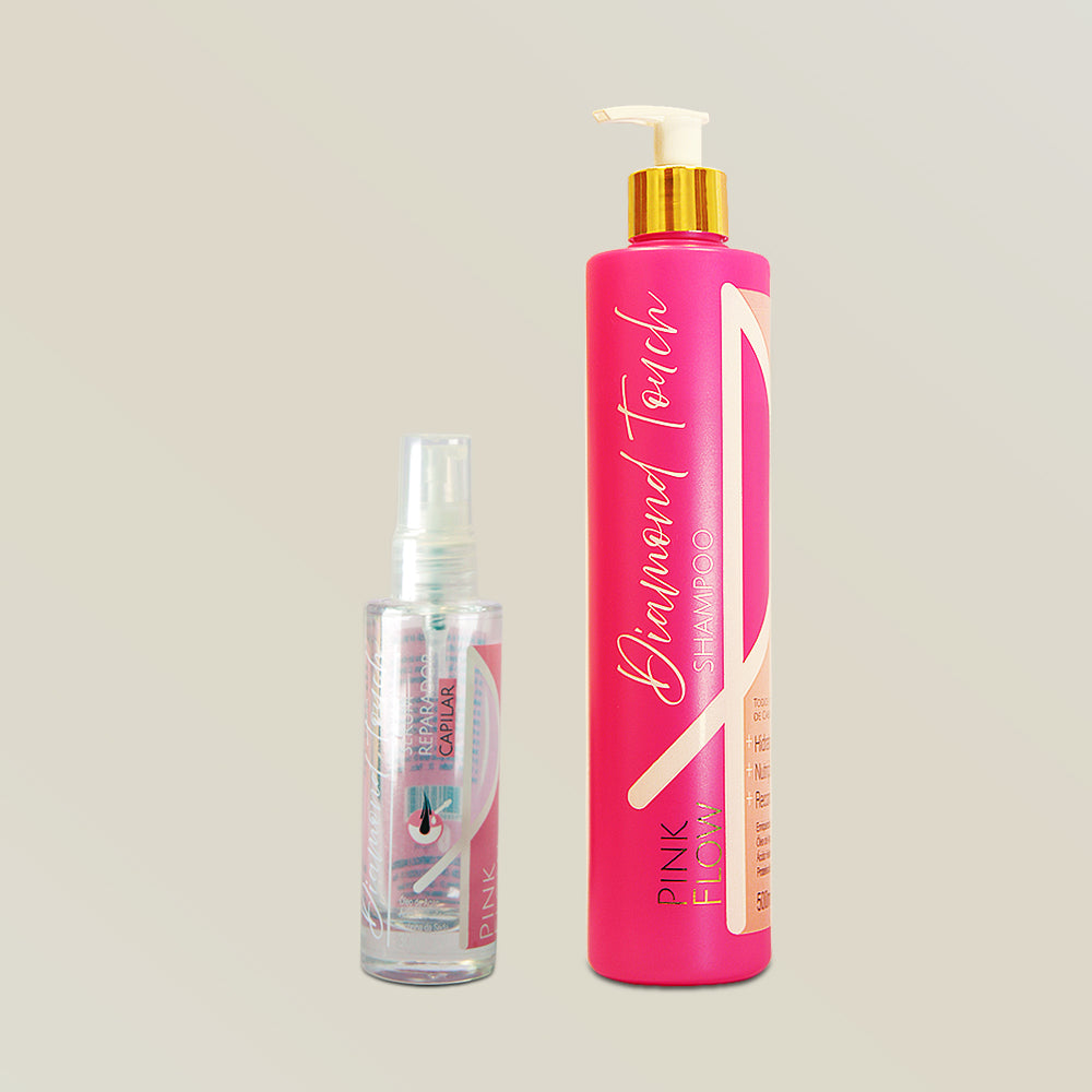 Kit Pink Flow Diamond Touch Shampoo 500ml + Sérum 30ml Cuidado Brilho e Toque Leve – foto 1