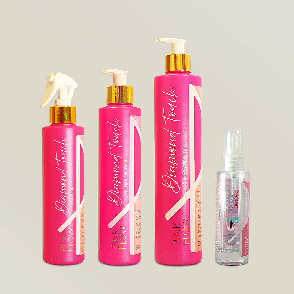 Kit Pink Flow Diamond Touch Shampoo + Condicionador + Leave-in + Sérum Proteção Suave – foto 1