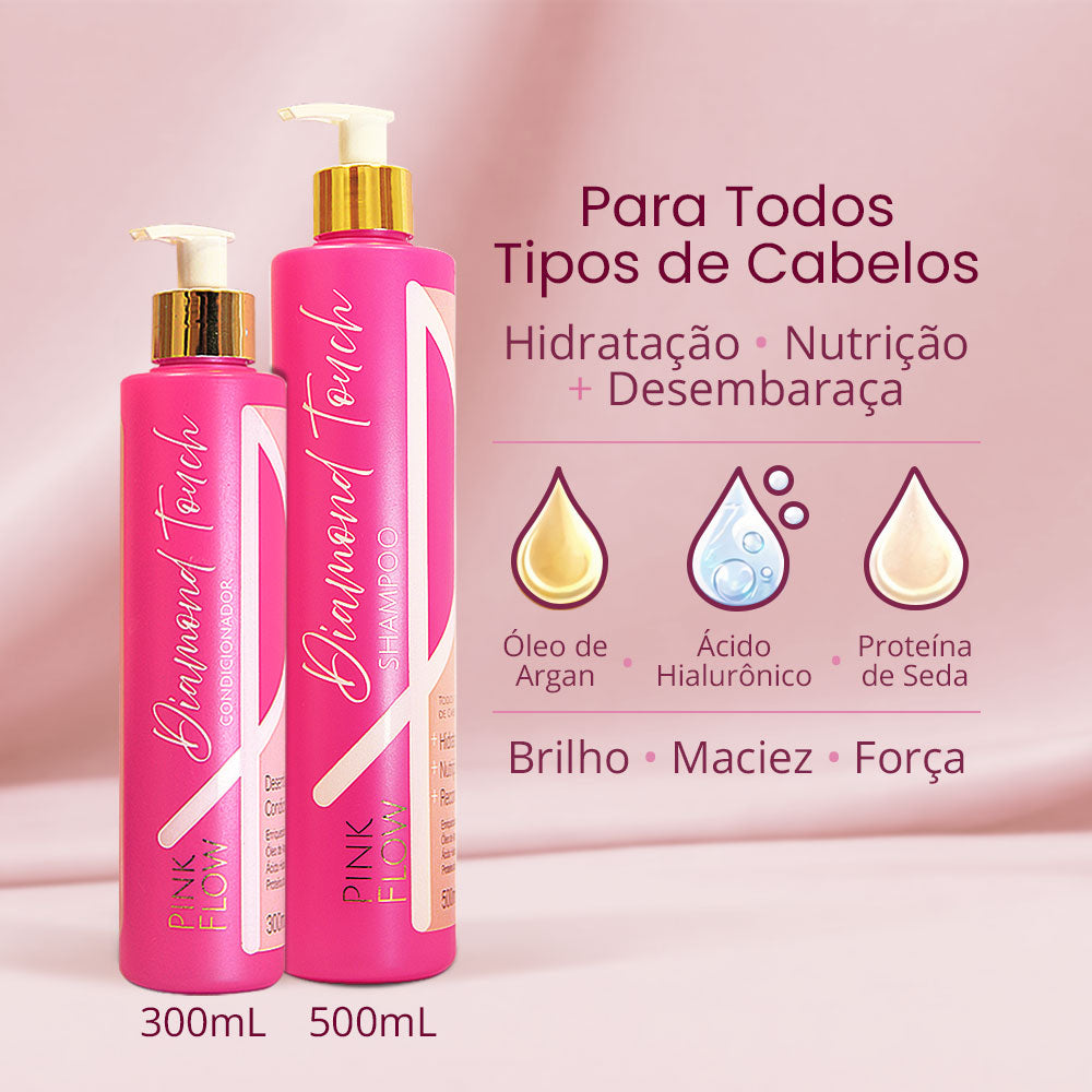 Kit Pink Flow Diamond Touch Shampoo + Condicionador + Leave-in + Sérum Proteção Suave – foto 2