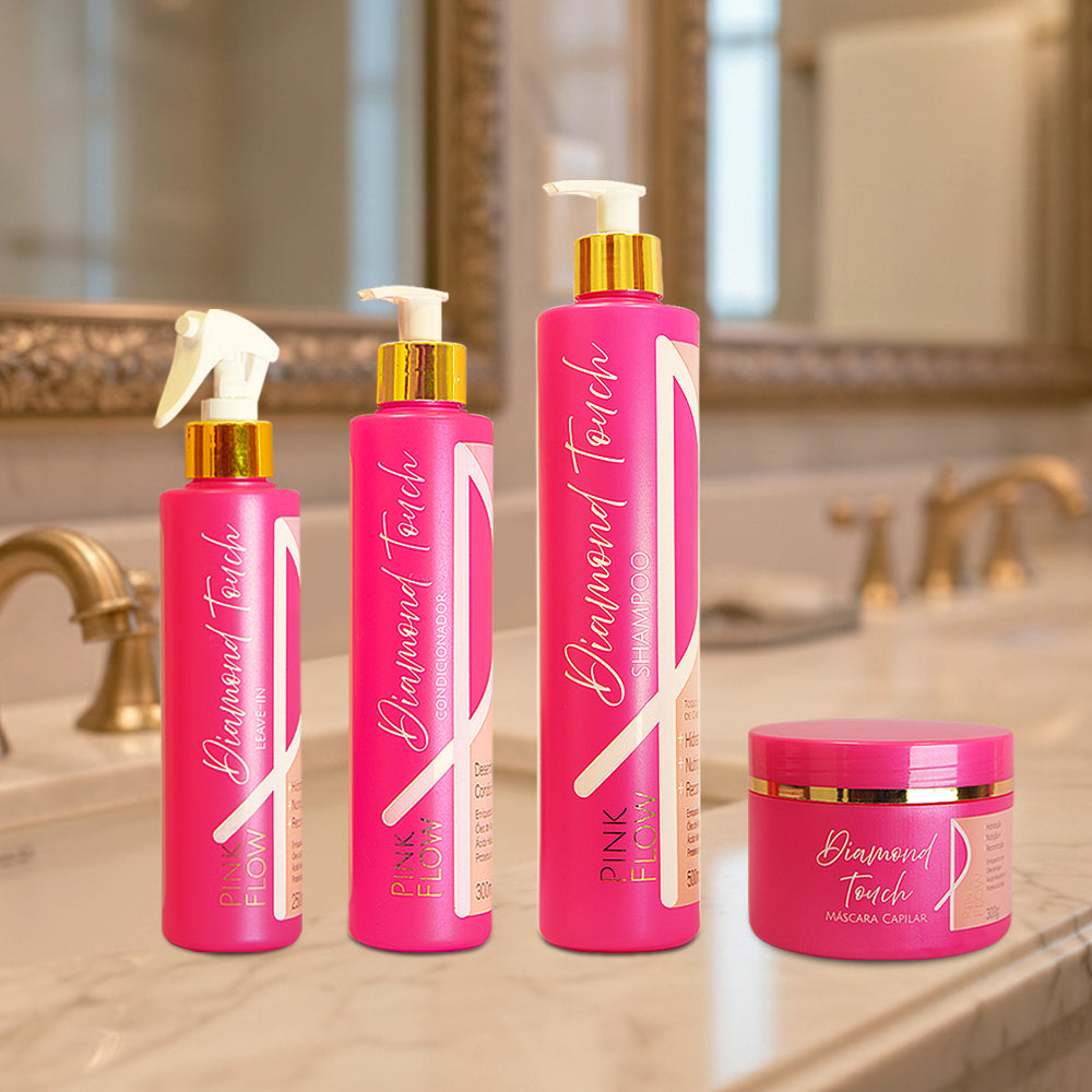 Kit Pink Flow Diamond Touch Shampoo + Condicionador + Máscara + Leave-in Tratamento Brilho Intenso – foto 4