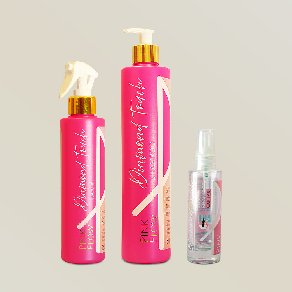 Kit Pink Flow Diamond Touch Shampoo + Leave-in + Sérum Proteção Finalização e Brilho Intenso – foto 1