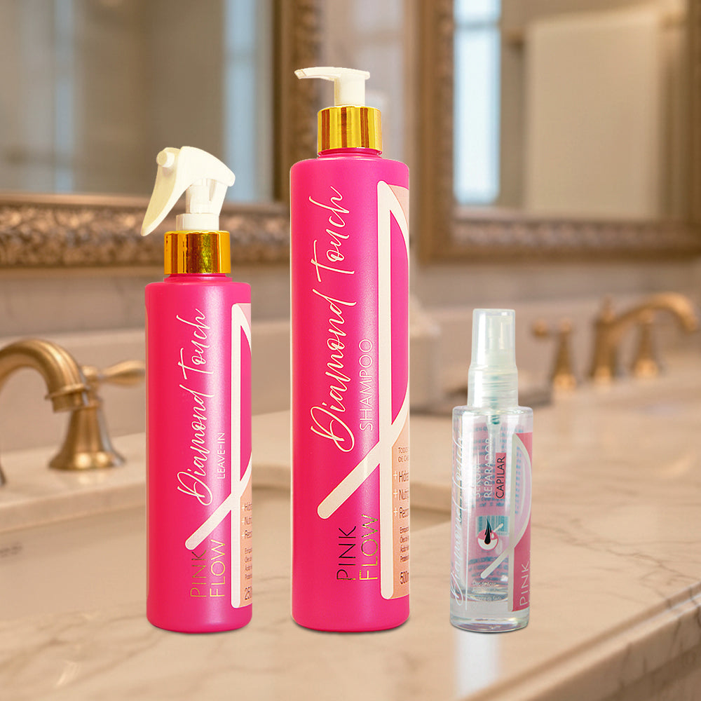 Kit Pink Flow Diamond Touch Shampoo + Leave-in + Sérum Proteção Finalização e Brilho Intenso – foto 2