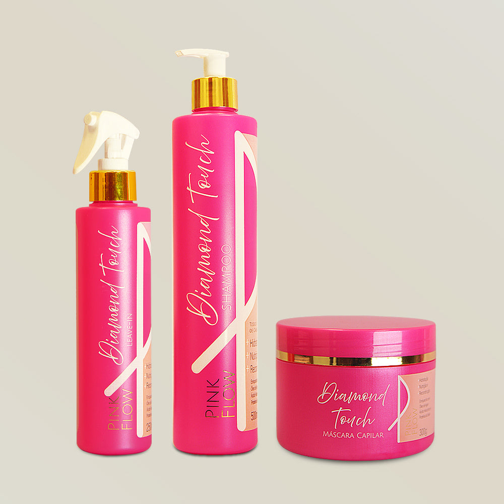 Kit Pink Flow Diamond Touch Shampoo + Máscara + Leave-in Nutrição Profunda Proteção e Movimento – foto 1