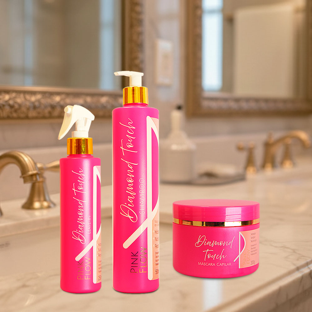 Kit Pink Flow Diamond Touch Shampoo + Máscara + Leave-in Nutrição Profunda Proteção e Movimento – foto 2