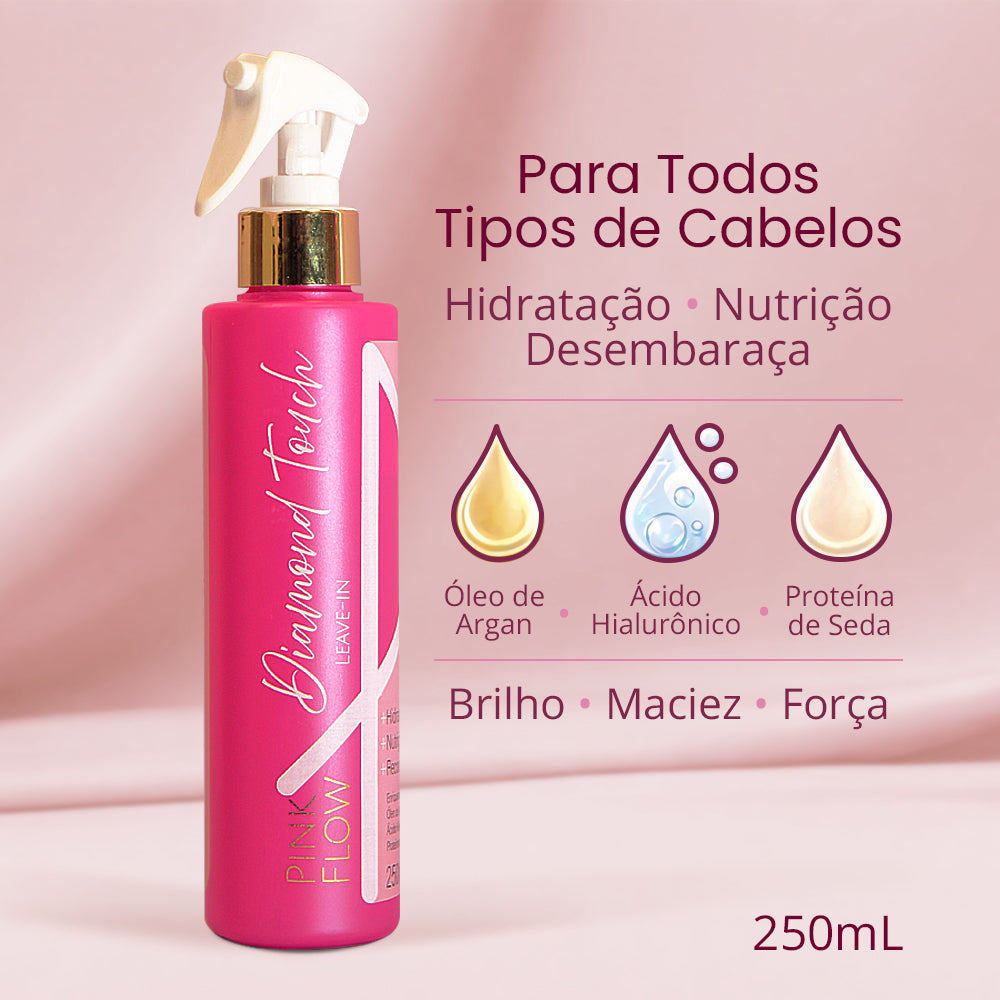 Kit Pink Flow Diamond Touch Shampoo + Máscara + Leave-in Nutrição Profunda Proteção e Movimento – foto 5