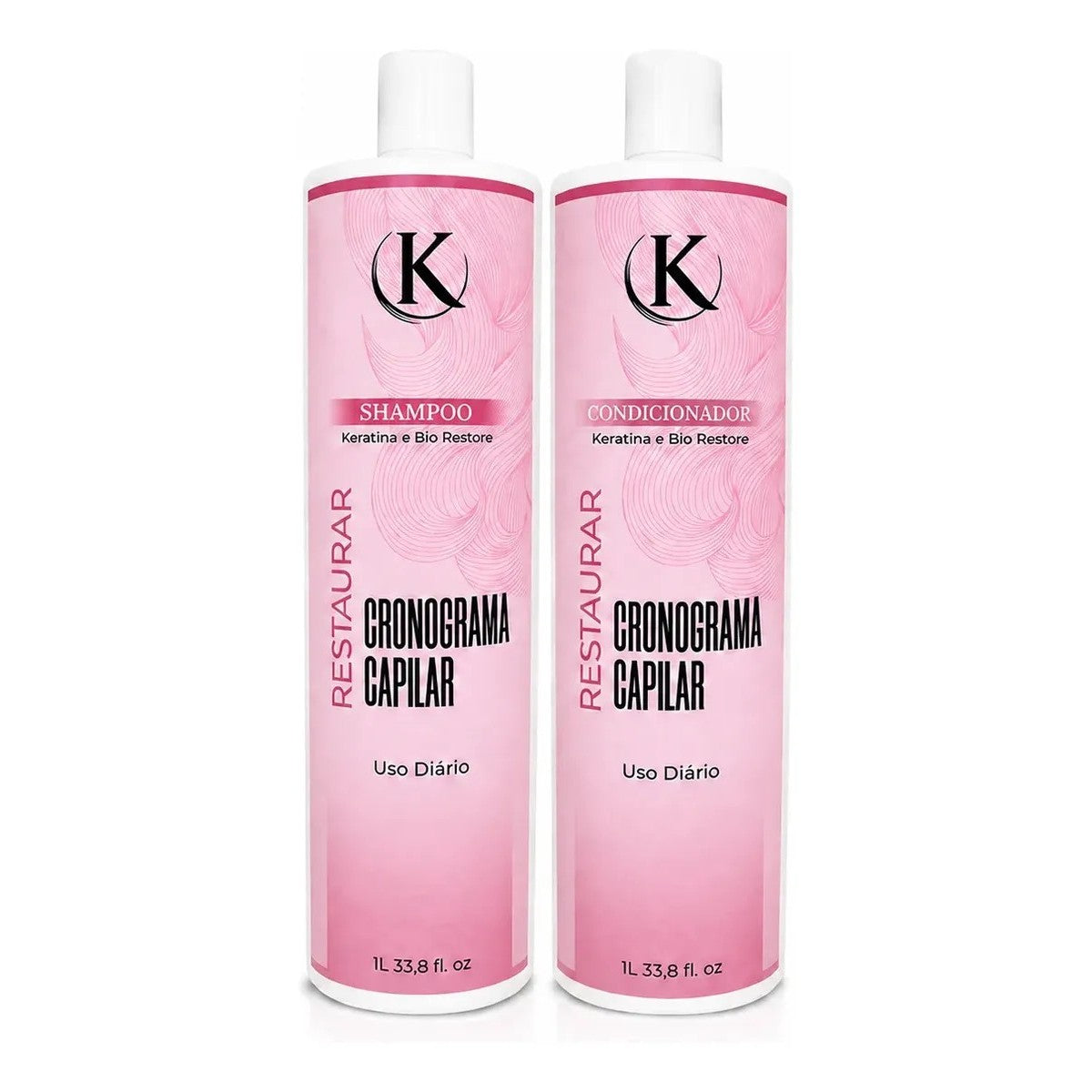 Kit Cronograma Capilar Keratina 1L - Shampoo + Condicionador Reconstrução – foto 2