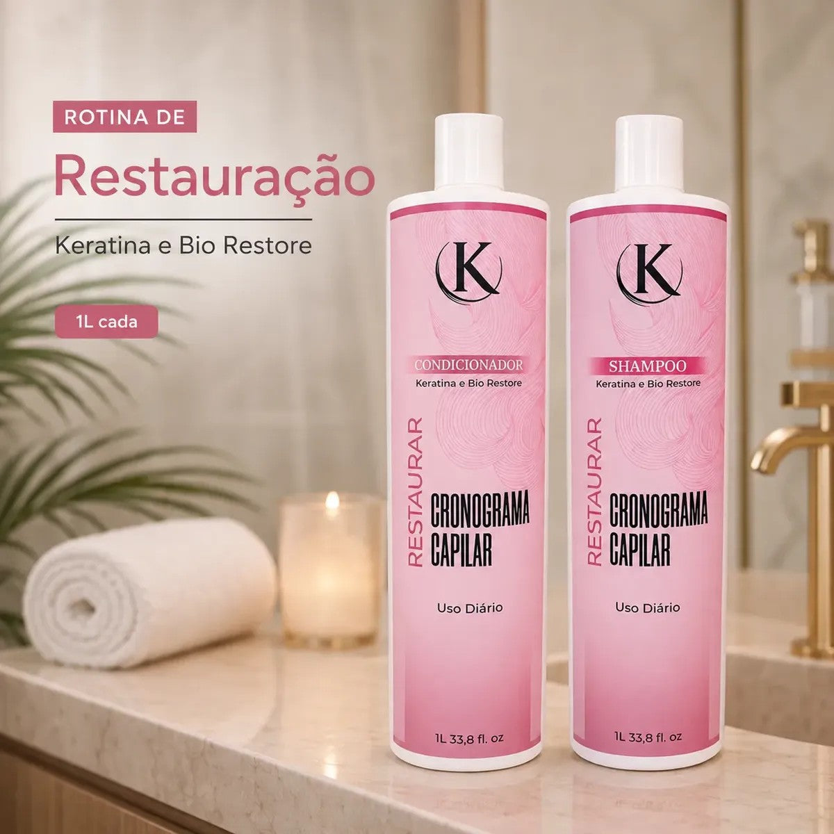 Kit Cronograma Capilar Keratina 1L - Shampoo + Condicionador Reconstrução – foto 6