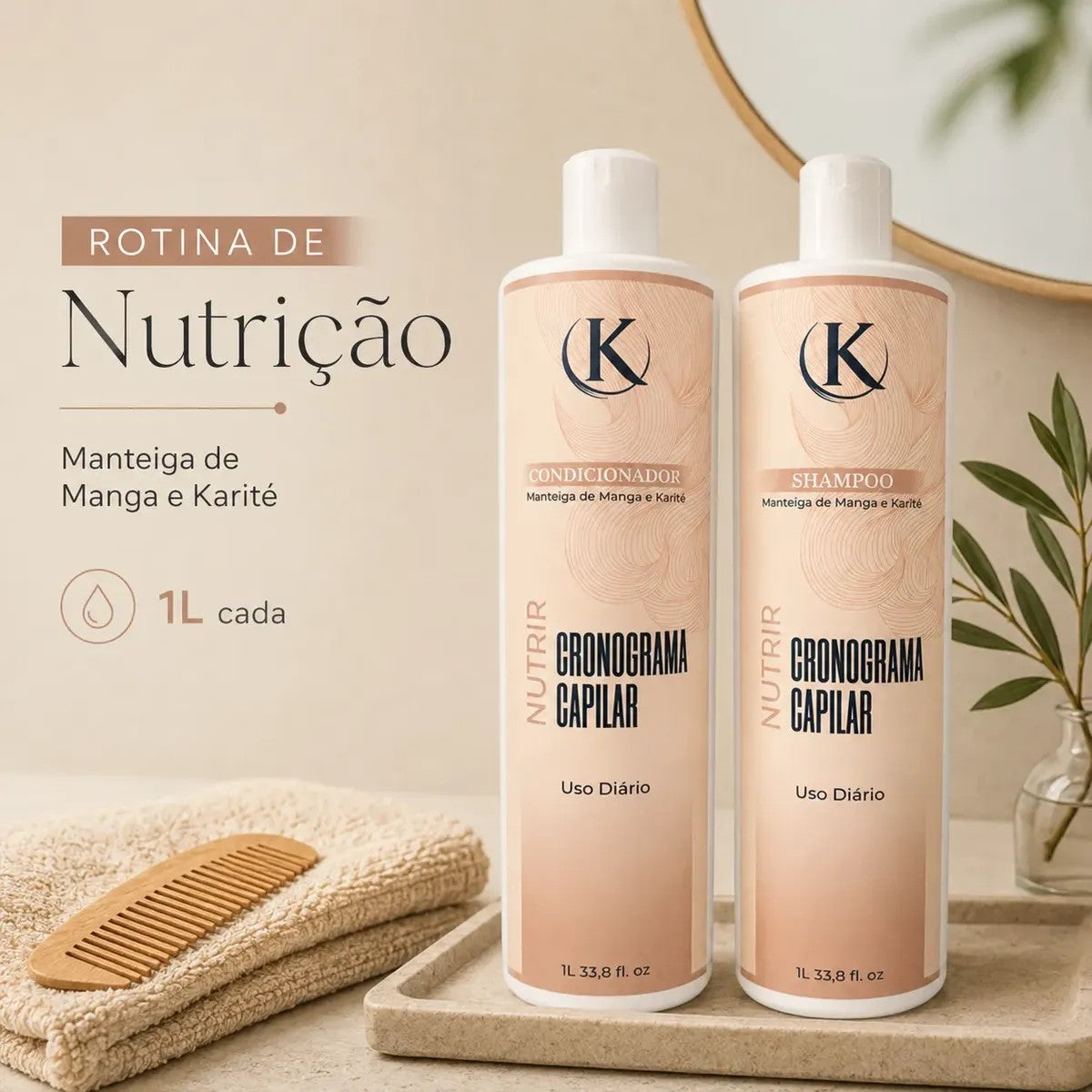 Kit Cronograma Capilar Manga e Karité 1L - Shampoo + Condicionador Nutrição – foto 8