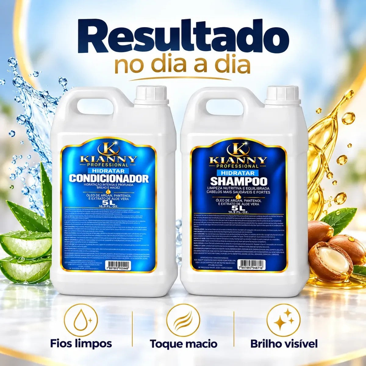 Kit Galão Shampoo + Condicionador 5L Profissional Hidra Nutri Óleos - Argan, Pantenol e Aloe Vera – foto 3