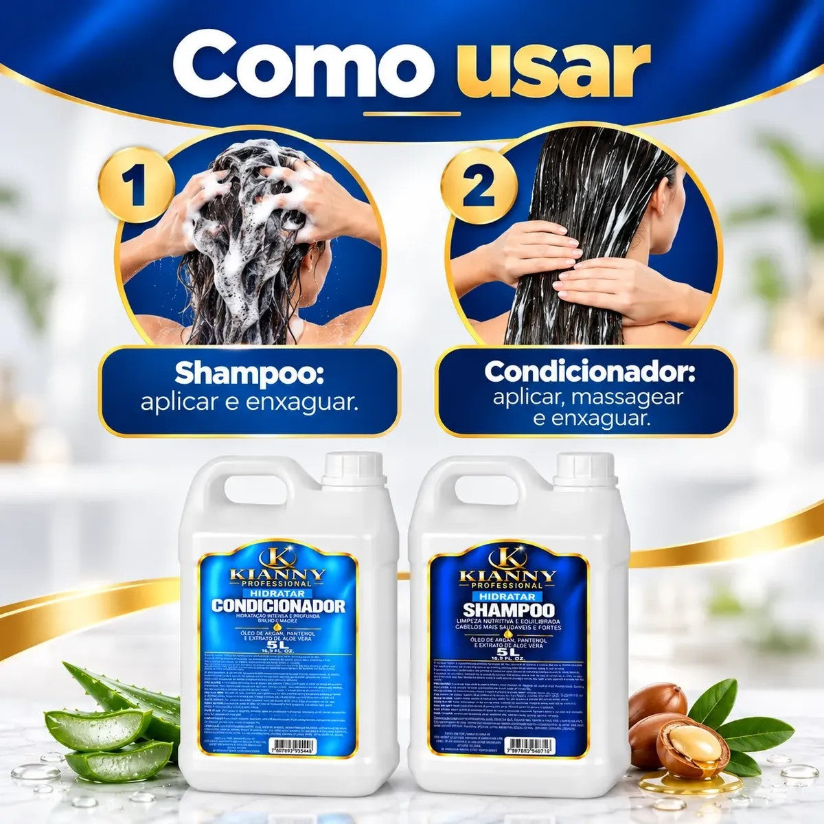 Kit Galão Shampoo + Condicionador 5L Profissional Hidra Nutri Óleos - Argan, Pantenol e Aloe Vera – foto 5