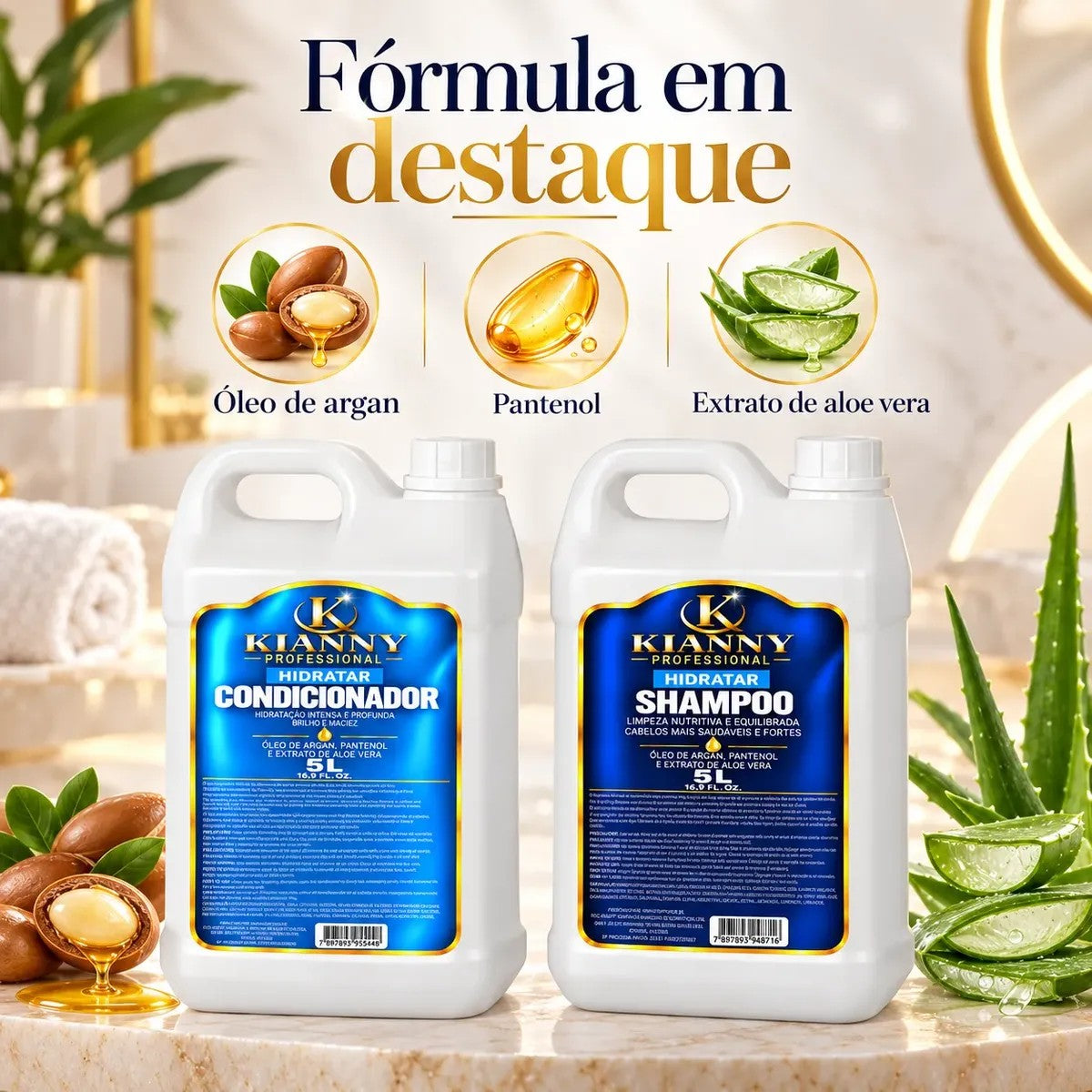 Kit Galão Shampoo + Condicionador 5L Profissional Hidra Nutri Óleos - Argan, Pantenol e Aloe Vera – foto 7