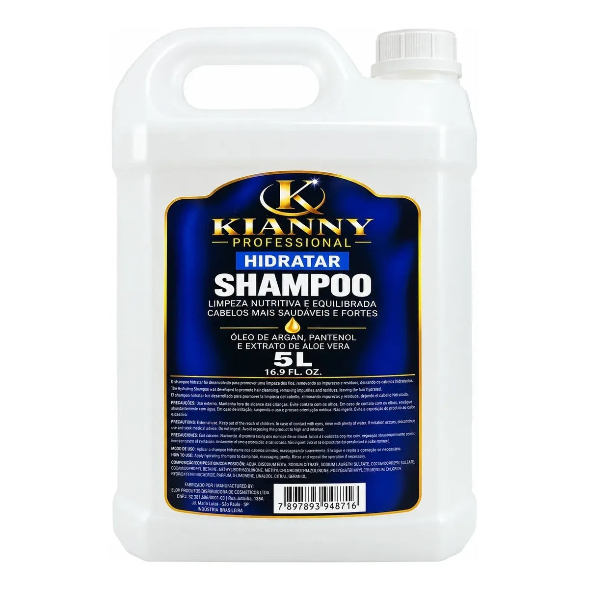 Shampoo Galão 5L Perolado Hidratar Profissional - Óleo de Argan, Pantenol e Aloe Vera – foto 2