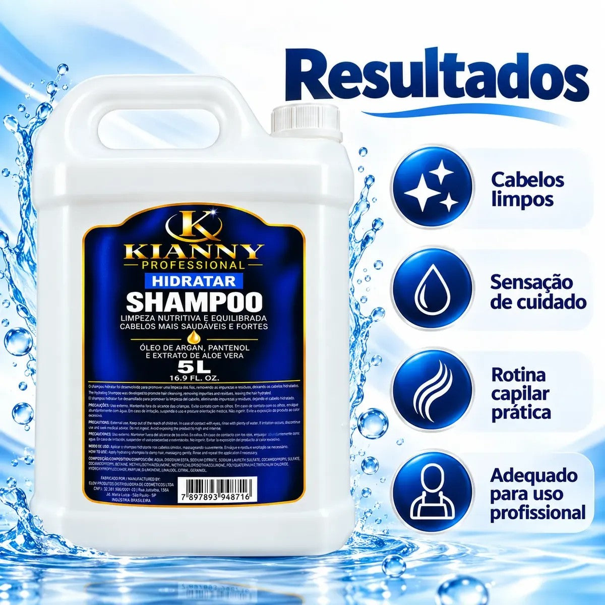 Shampoo Galão 5L Perolado Hidratar Profissional - Óleo de Argan, Pantenol e Aloe Vera – foto 5