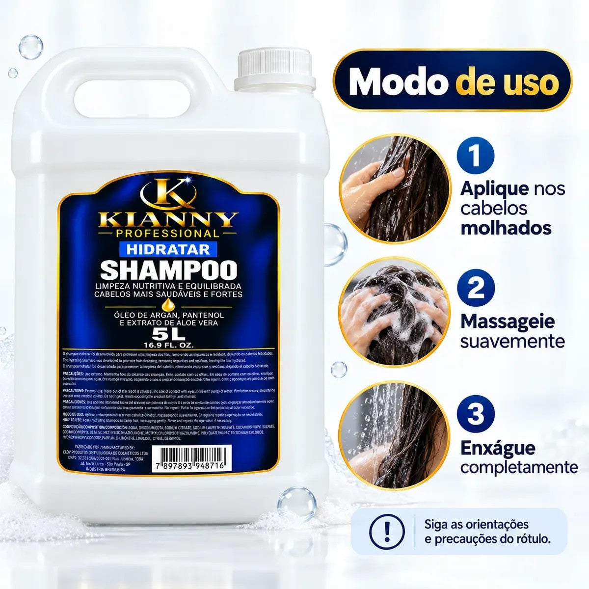 Shampoo Galão 5L Perolado Hidratar Profissional - Óleo de Argan, Pantenol e Aloe Vera – foto 6