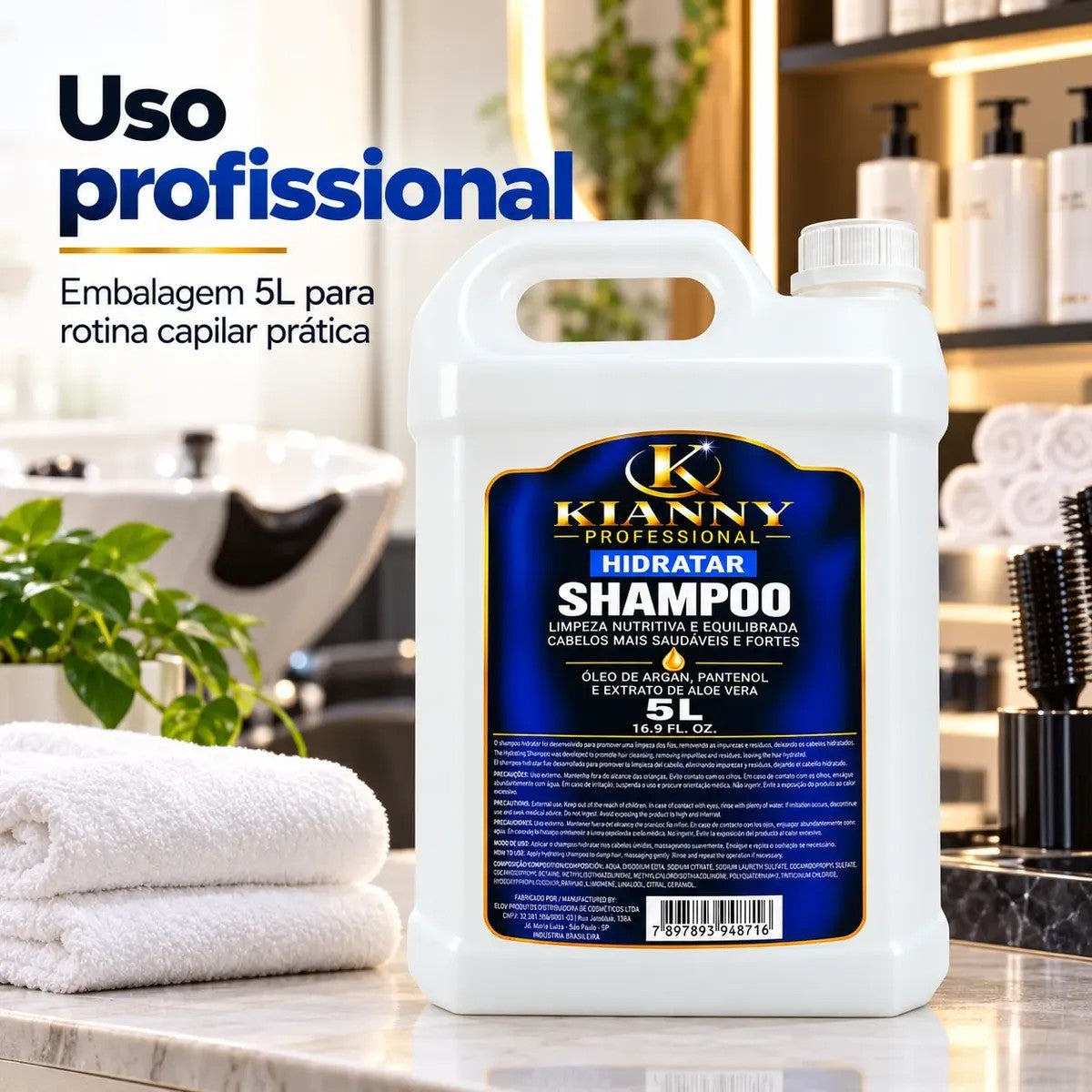 Shampoo Galão 5L Perolado Hidratar Profissional - Óleo de Argan, Pantenol e Aloe Vera – foto 7