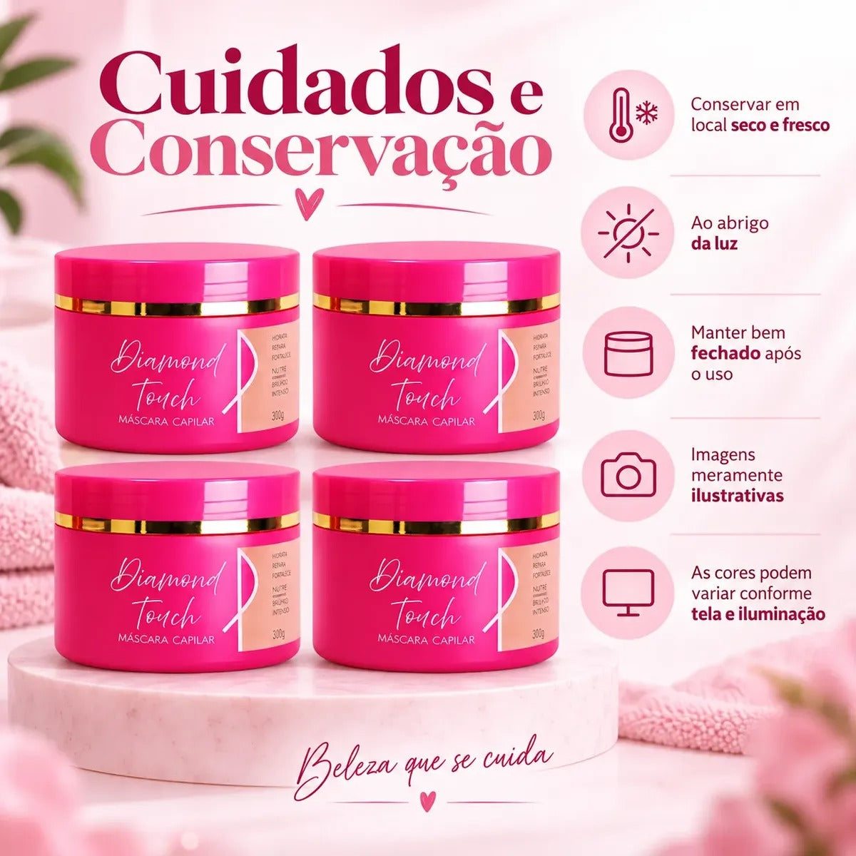 Kit 4 Máscara Pink Flow Diamond Touch 300g - Nutrição, Força e Brilho – foto 3