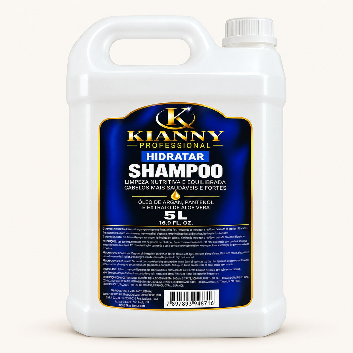 Shampoo Galão 5L Perolado Hidratar Profissional - Óleo de Argan, Pantenol e Aloe Vera – foto 1