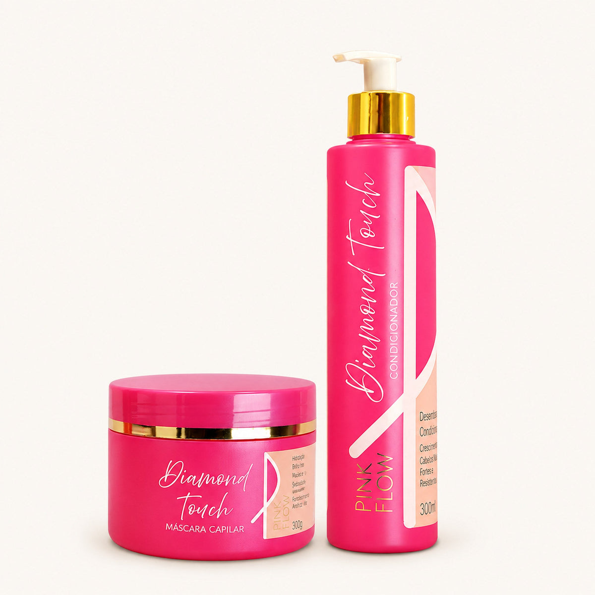 Kit Pink Flow Diamond Touch Condicionador 300ml + Máscara 300g Nutrição Profunda e Brilho Intenso – foto 1
