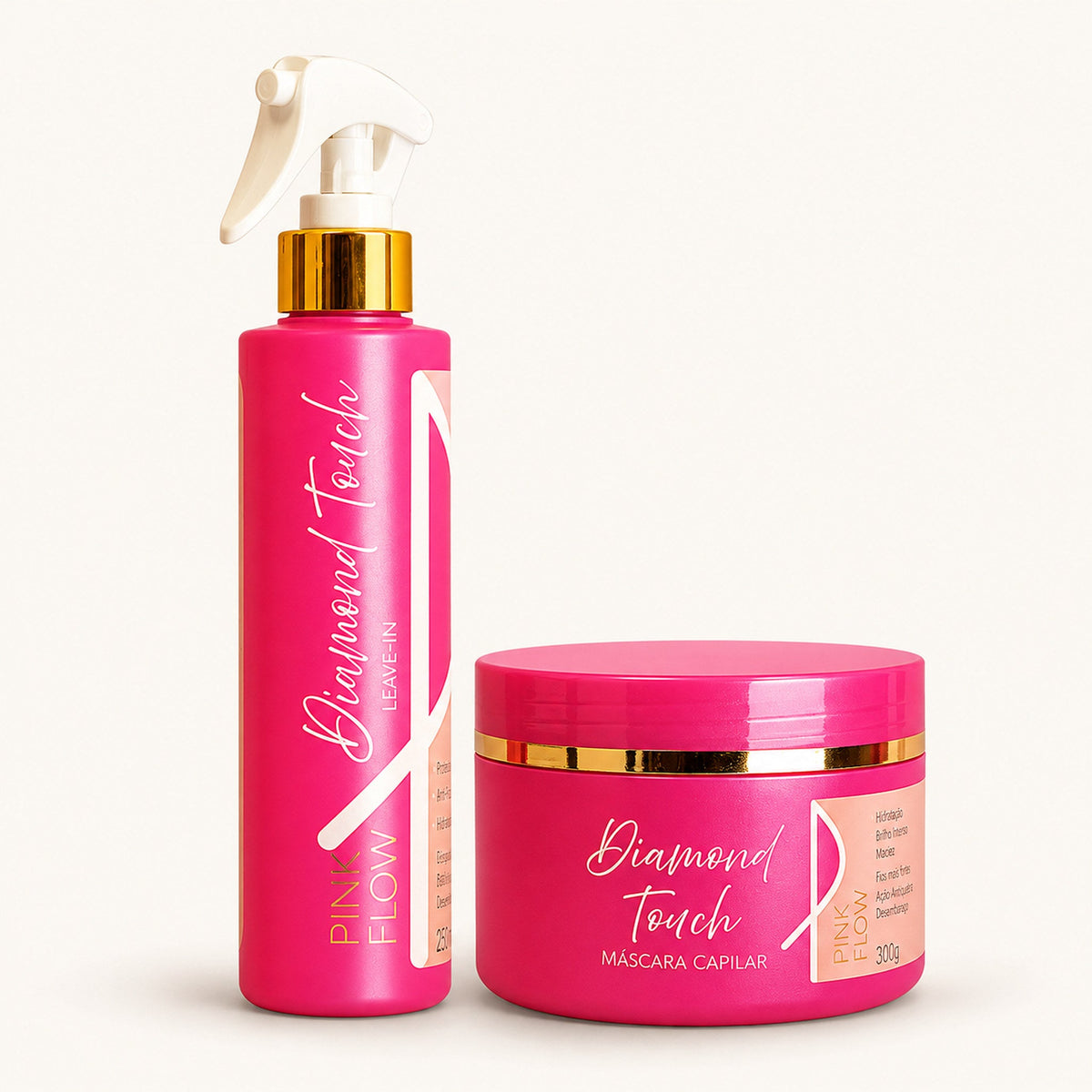 Kit Pink Flow Diamond Touch – Máscara + Leave-in – Hidratação Intensa com Brilho Duradouro – foto 1