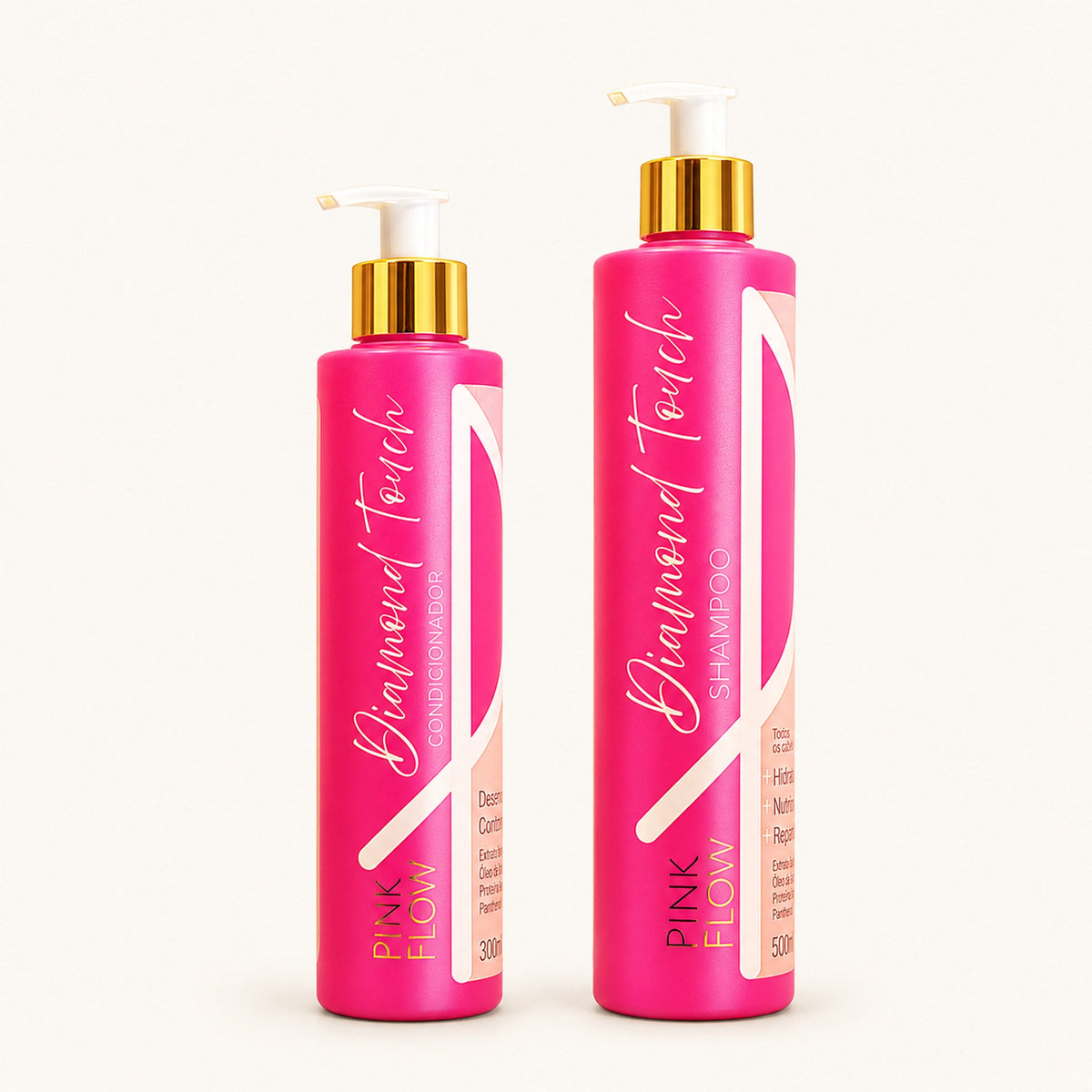 Kit Pink Flow Diamond Touch Shampoo 500ml + Condicionador 300ml Força Hidratação e Movimento – foto 1